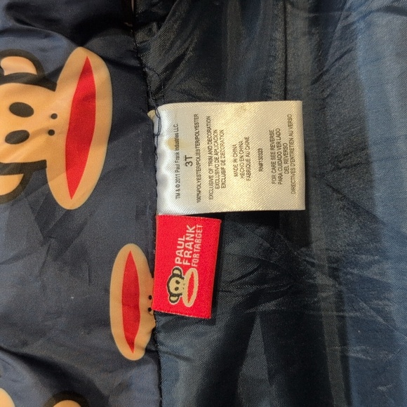 Paul Frank Kids 3T Navy Monkey Print Puffer Vest - Picture 5 of 5